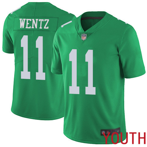 Youth Philadelphia Eagles 11 Carson Wentz Limited Green Rush Vapor Untouchable NFL Jersey Football